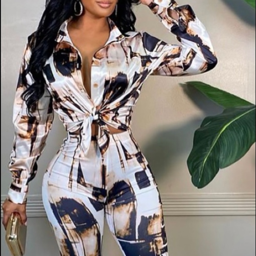 Silk Shirt & Pants Outfit M